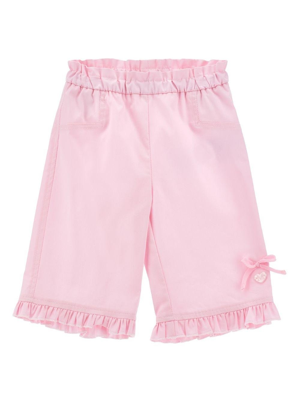 Pantaloni per neonata Monnalisa rosa con ruches - Rubino Kids