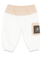 Pantaloni per neonati Fendi Kids bianco con tasca con logo sulla gamba - Rubino Kids