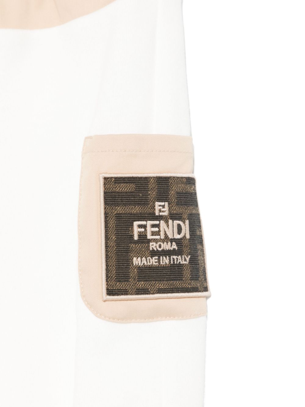 Pantaloni per neonati Fendi Kids bianco con tasca con logo sulla gamba - Rubino Kids