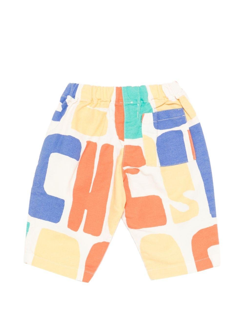 Pantaloni per neonato Bobo Choses bianchi con logo multicolore - Rubino Kids