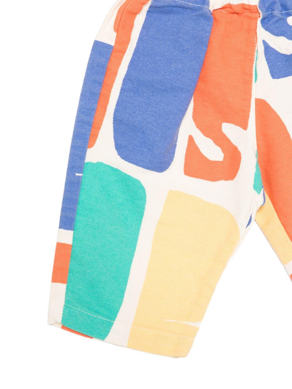 Pantaloni per neonato Bobo Choses bianchi con logo multicolore - Rubino Kids