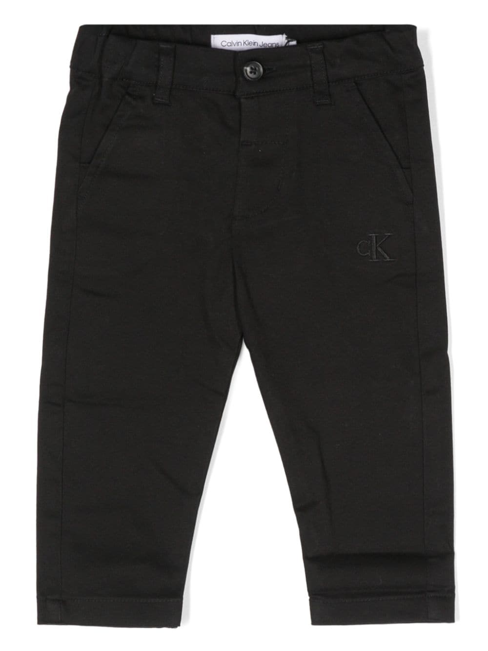 Pantaloni per neonato Calvin Klein Kids nero con logo ricamato - Rubino Kids