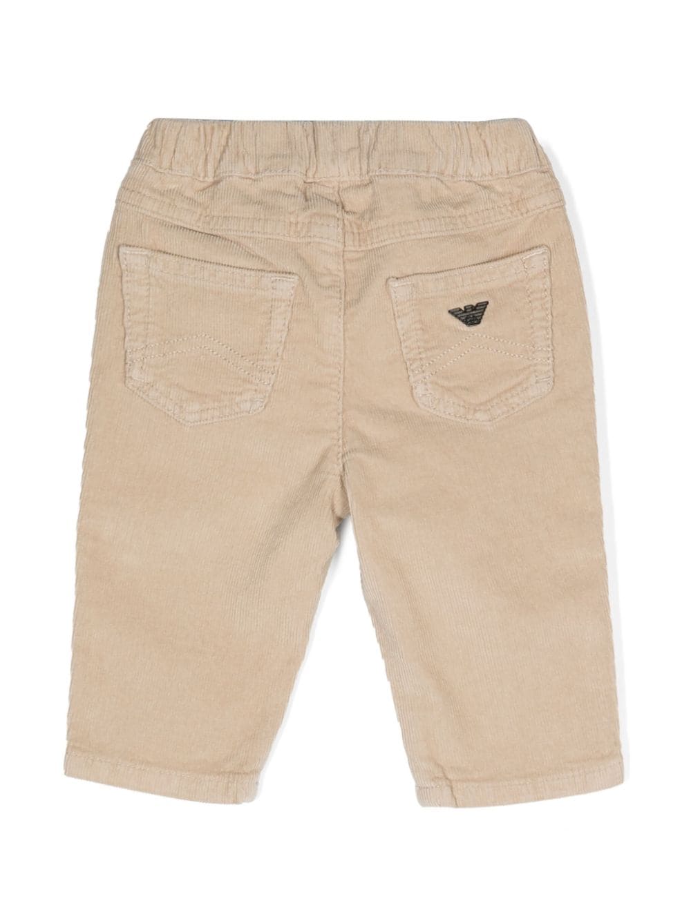 Pantaloni per neonato Emporio Armani Kids beige a coste con vita elasticizzata - Rubino Kids