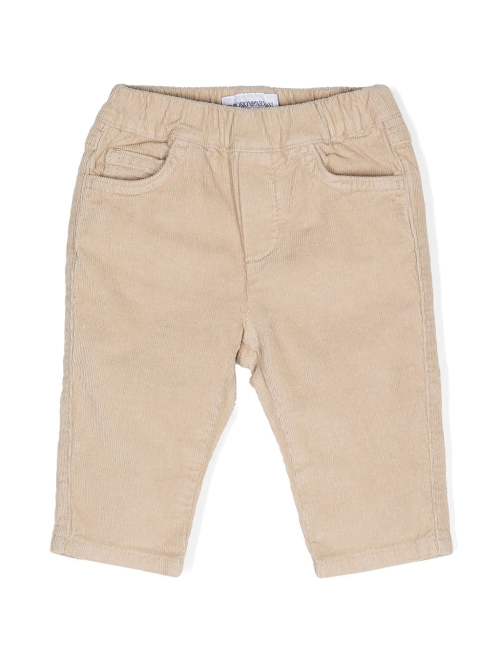 Pantaloni per neonato Emporio Armani Kids beige a coste con vita elasticizzata - Rubino Kids