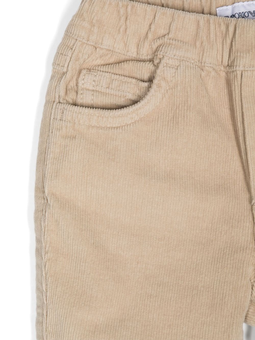 Pantaloni per neonato Emporio Armani Kids beige a coste con vita elasticizzata - Rubino Kids