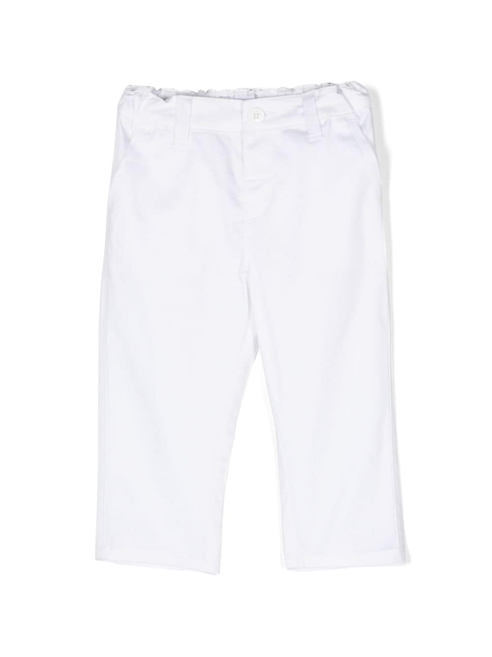 Pantaloni per neonato Emporio Armani Kids bianco con placca logo - Rubino Kids