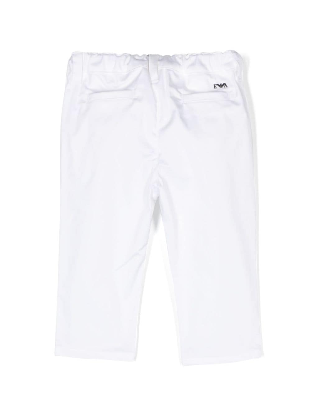 Pantaloni per neonato Emporio Armani Kids bianco con placca logo - Rubino Kids