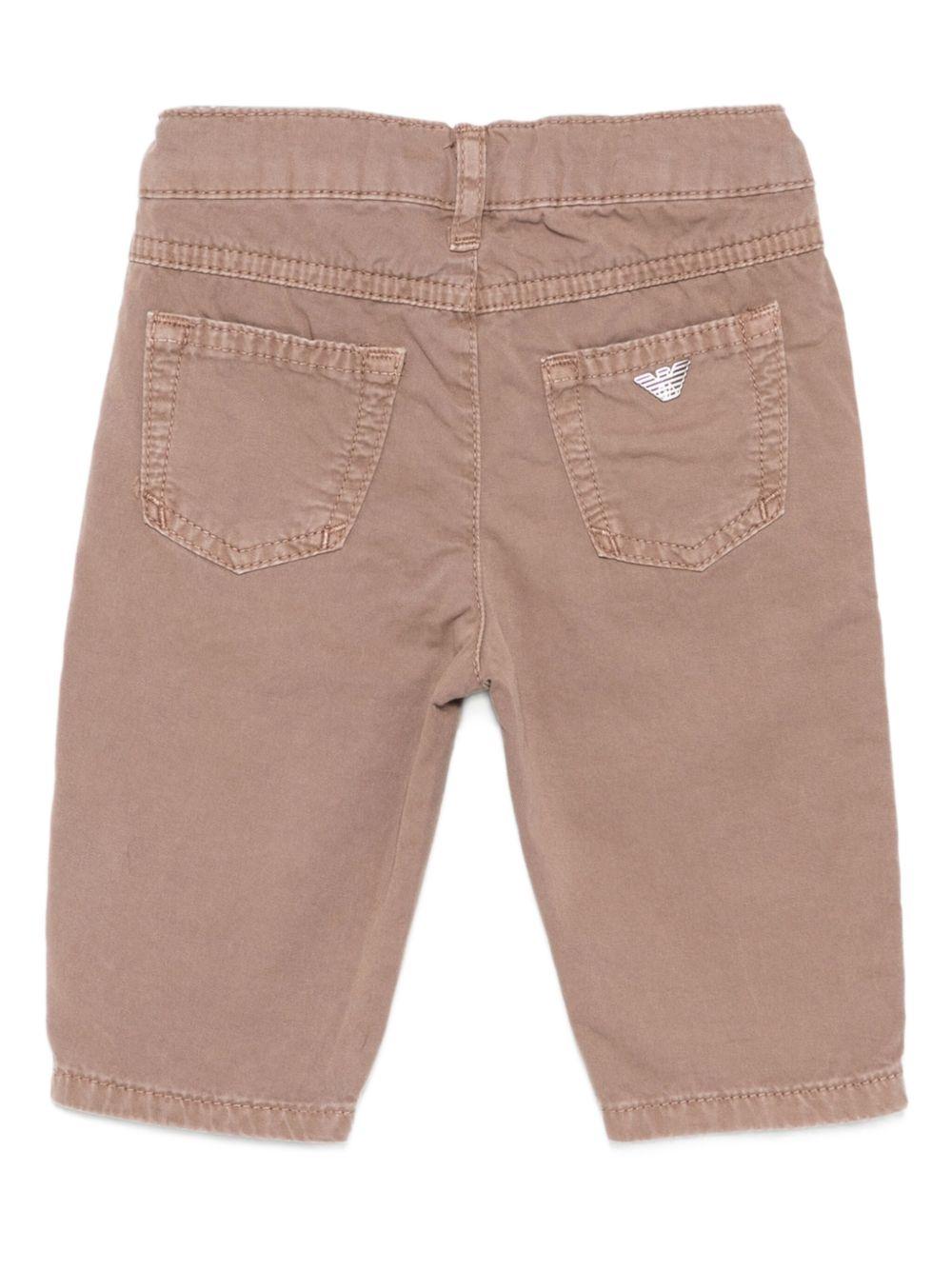 Pantaloni per neonato Emporio Armani Kids marroni con tasche applicate - Rubino Kids