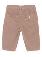 Pantaloni per neonato Emporio Armani Kids marroni con tasche applicate - Rubino Kids