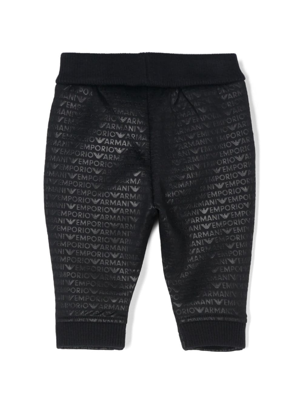 Pantaloni per neonato Emporio Armani Kids nero con stampa logo all - over - Rubino Kids