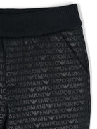 Pantaloni per neonato Emporio Armani Kids nero con stampa logo all - over - Rubino Kids