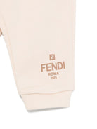 Pantaloni per neonato Fendi Kids beige con ricamo con logo - Rubino Kids