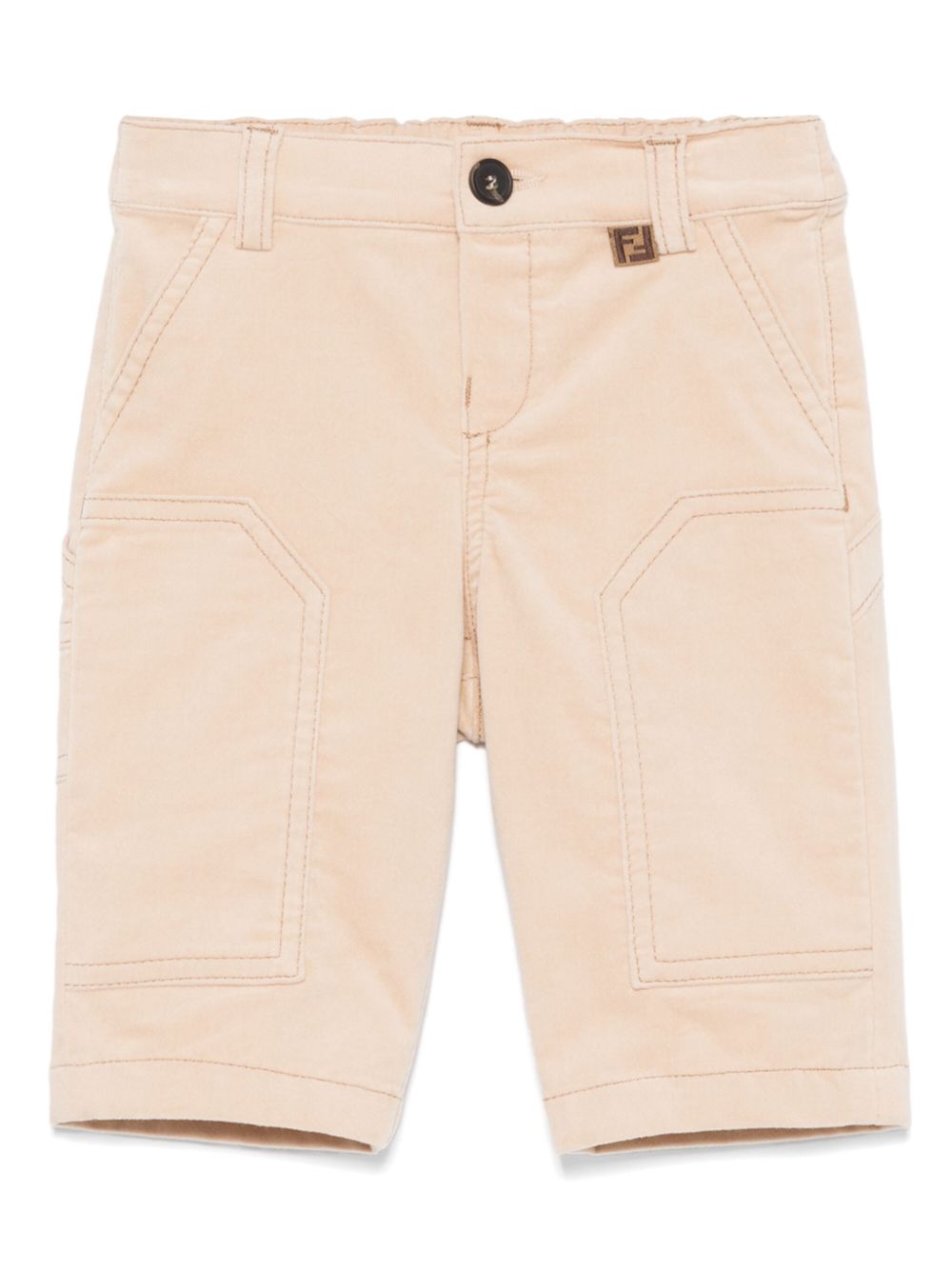 Pantaloni per neonato Fendi Kids beige con tasca posteriore logata - Rubino Kids