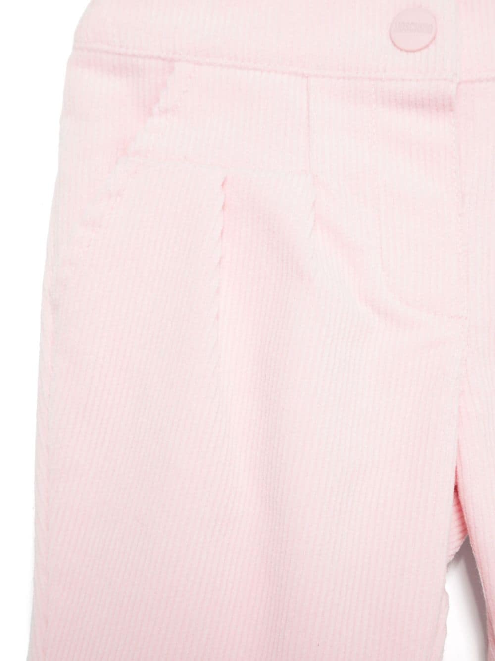 Pantaloni per neonato Moschino Kids rosa a coste con logo sul retro - Rubino Kids