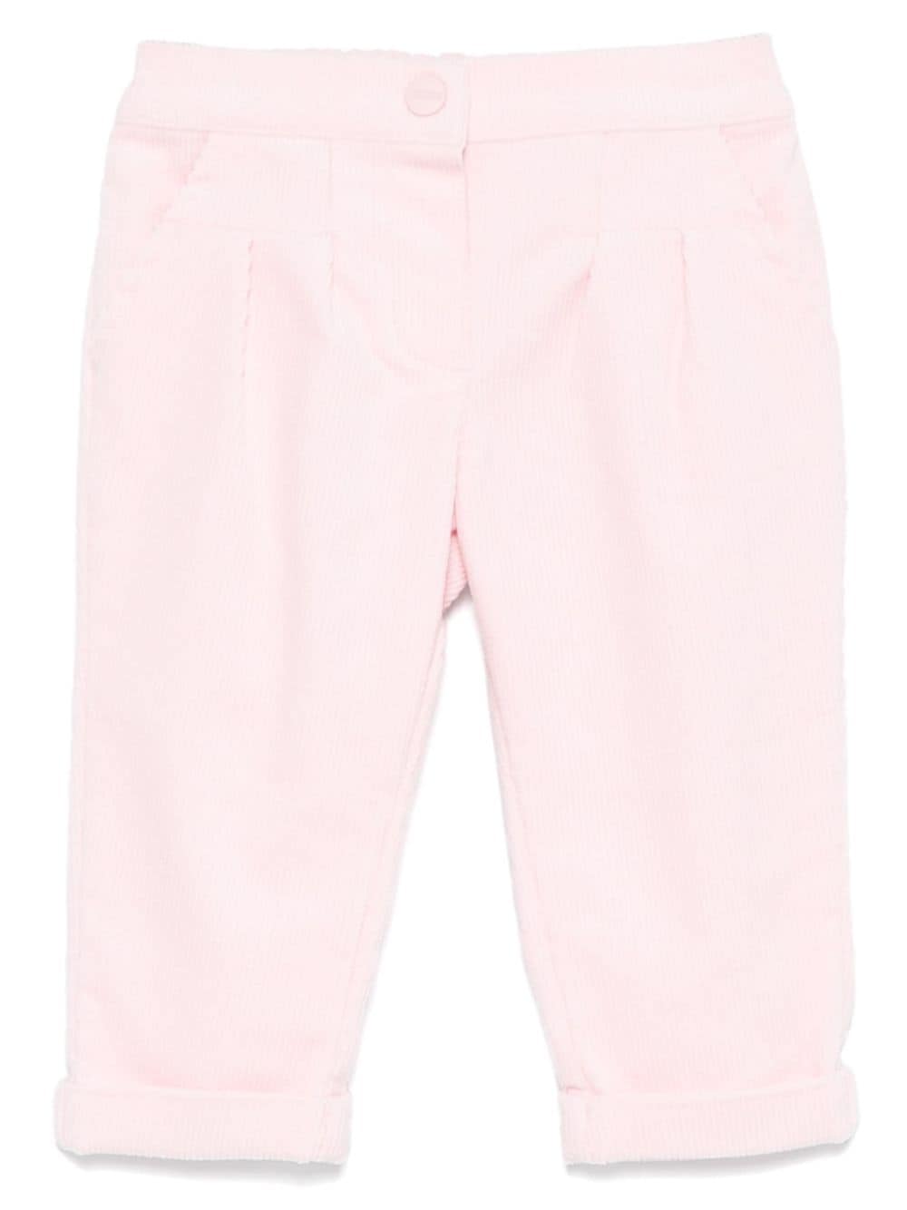 Pantaloni per neonato Moschino Kids rosa a coste con logo sul retro - Rubino Kids