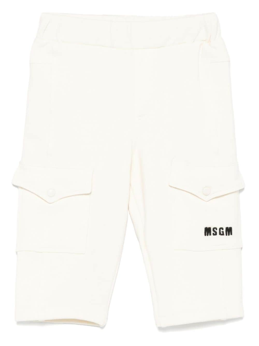 Pantaloni per neonato MSGM Kids bianco con tasche sul davanti - Rubino Kids