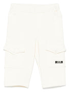 Pantaloni per neonato MSGM Kids bianco con tasche sul davanti - Rubino Kids