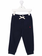 Pantaloni per neonato Ralph Lauren Kids blu con ricamo logo sulla gamba - Rubino Kids