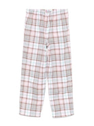 Pantaloni pigiama per bambina MC2 Saint Barth Kids in flanella rosa con motivo tartan - Rubino Kids