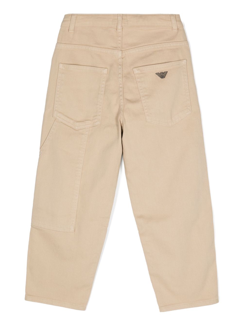 Pantaloni sartoriali a vita media per bambino Emporio Armani Kids beige con placca con logo - Rubino Kids