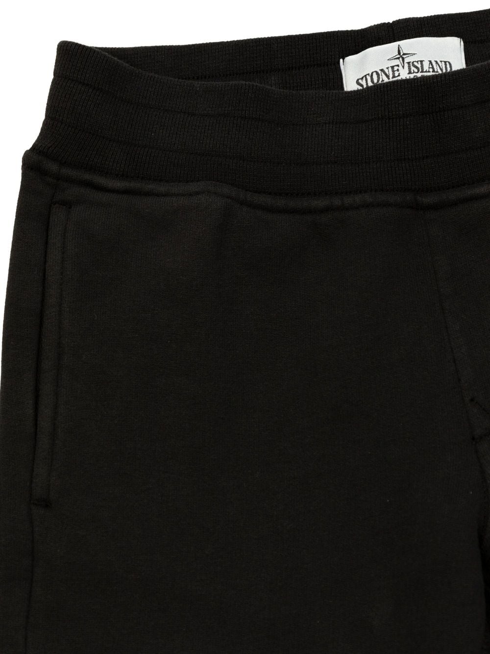 Pantaloni sportivi con applicazione logo per bambino Stone Island Junior nero con vita elasticizzata - Rubino Kids