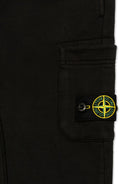 Pantaloni sportivi con applicazione logo per bambino Stone Island Junior nero con vita elasticizzata - Rubino Kids