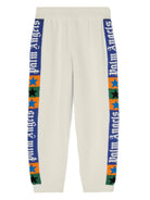 Pantaloni sportivi con logo jacquard per bambino Palm Angels Kids bianco con fascia in vita - Rubino Kids