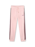 Pantaloni sportivi con ricamo per bambina Lanvin Enfant rosa con gamba affusolata - Rubino Kids