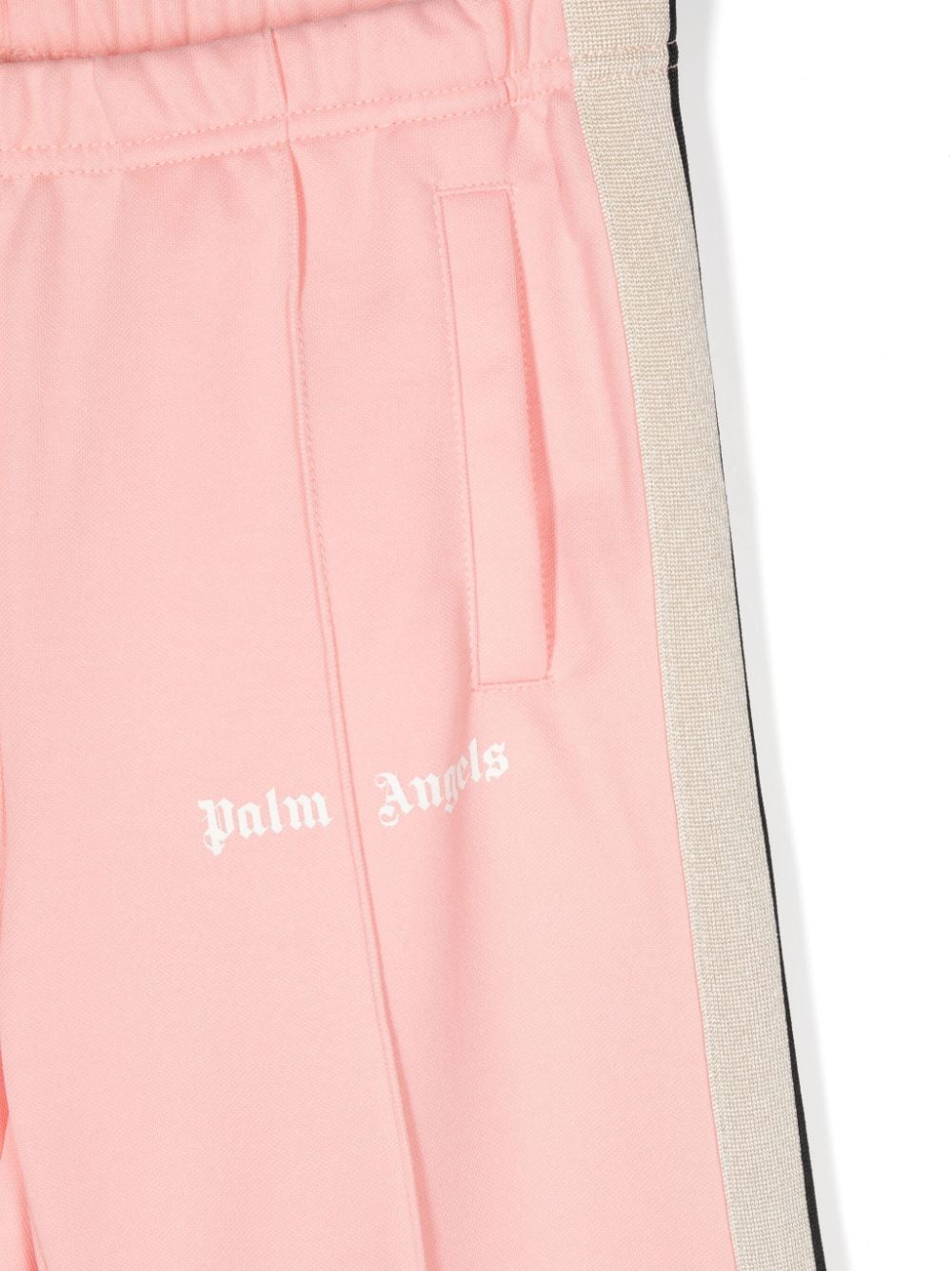 Pantaloni sportivi con ricamo per bambina Palm Angels Kids rosa con gamba ampia - Rubino Kids