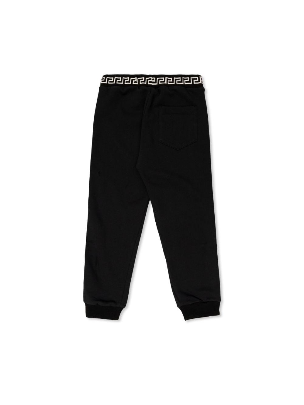 Pantaloni sportivi con ricamo per bambino Versace Kids neri con orli a coste - Rubino Kids