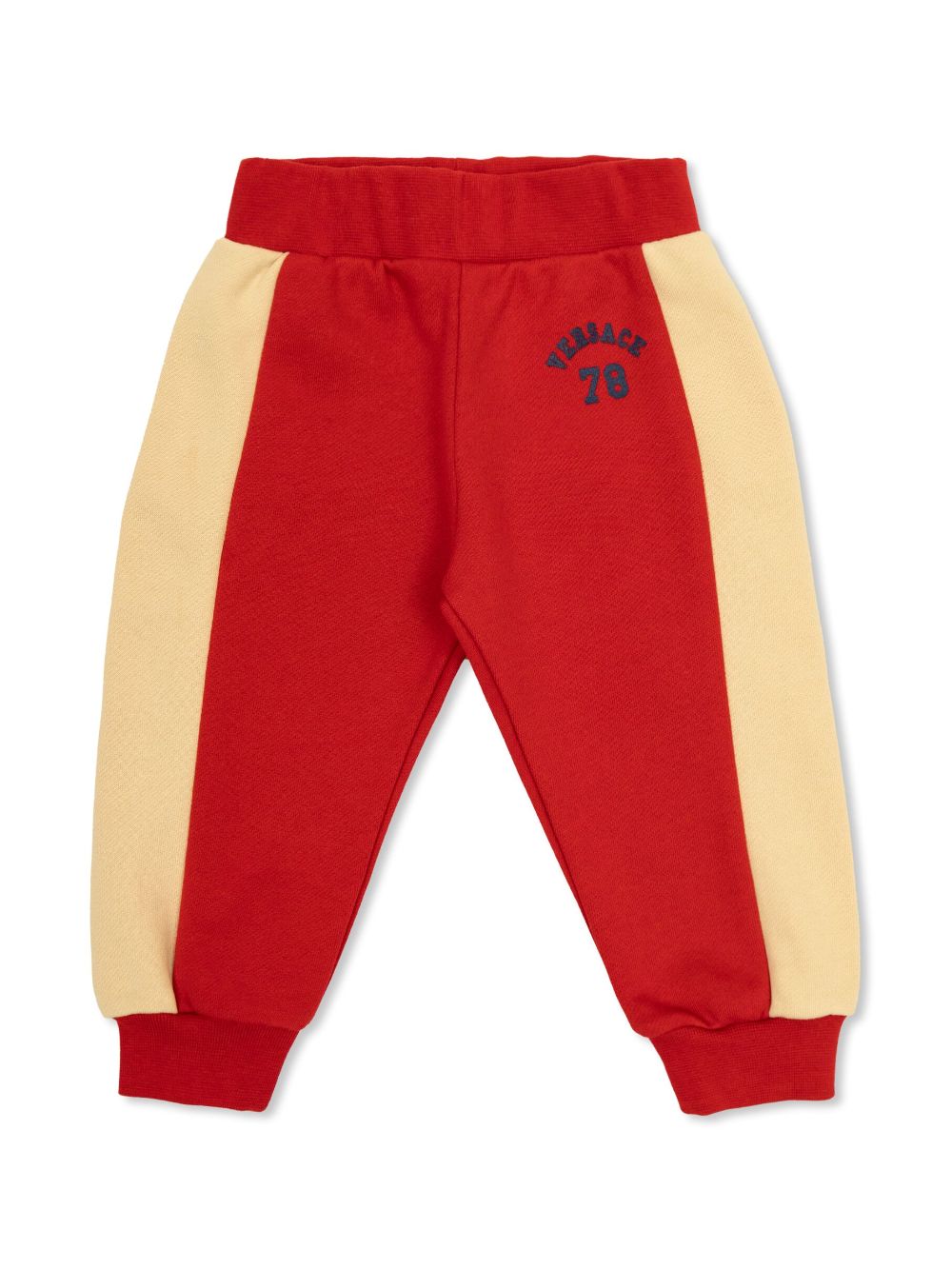 Pantaloni sportivi con stampa logo per neonato Versace Kids rosso con caviglie elasticizzate - Rubino Kids