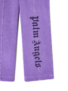 Pantaloni sportivi con stampa per bambina Palm Angels Kids viola con gamba ampia - Rubino Kids