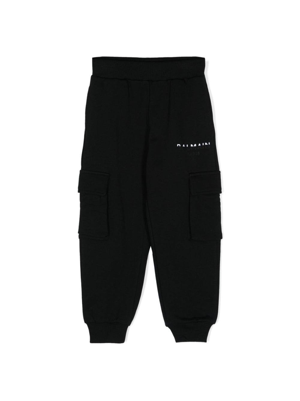 Pantaloni sportivi con stampa per bambino Balmain Kids nero con vita elasticizzata - Rubino Kids