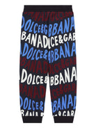 Pantaloni sportivi con stampa per bambino Dolce & Gabbana Kids nero con gamba affusolata - Rubino Kids