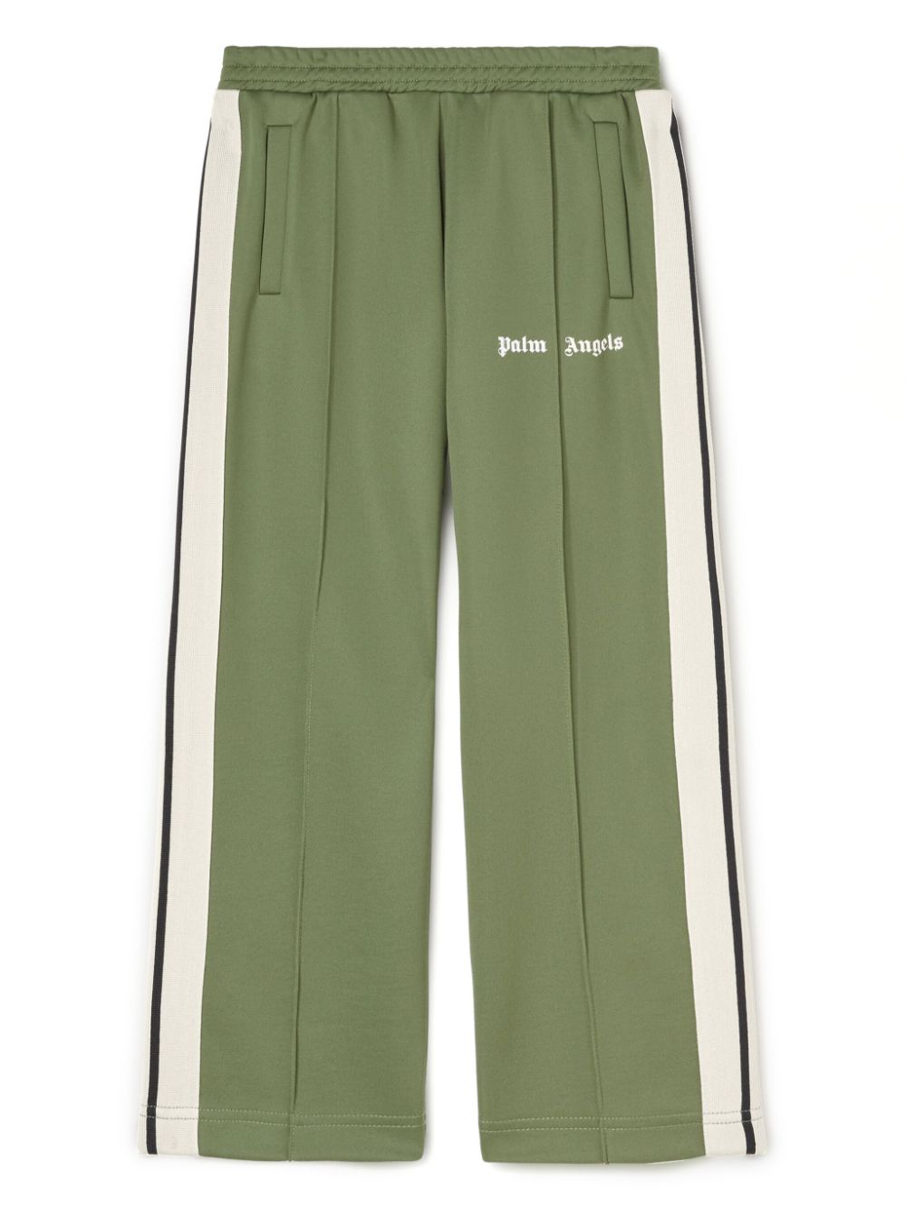 Pantaloni sportivi con stampa per bambino Palm Angels Kids verde con vita elasticizzata - Rubino Kids