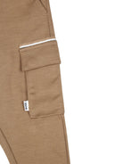 Pantaloni sportivi in stile cargo per neonato BOSS Kidswear beige con vita elasticizzata - Rubino Kids