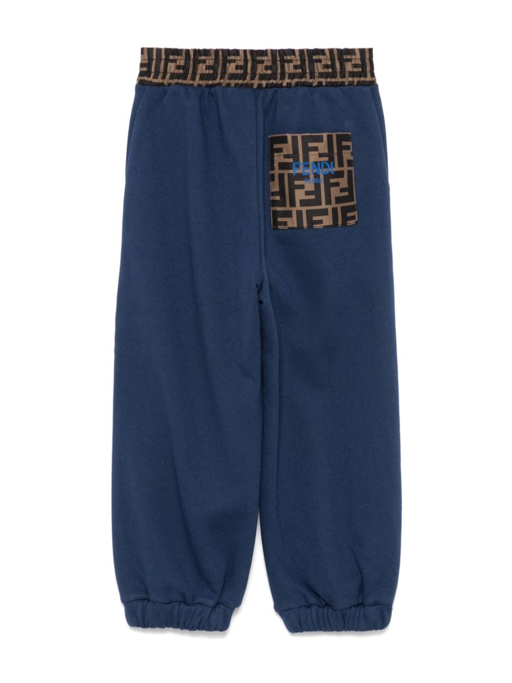 Pantaloni sportivi per bambina Fendi Kids blu con elastico con monogramma FF - Rubino Kids