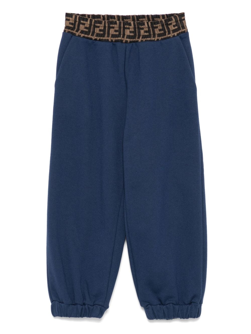 Pantaloni sportivi per bambina Fendi Kids blu con elastico con monogramma FF - Rubino Kids