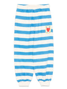 Pantaloni sportivi per bambina JELLYMALLOW Bird a righe azzurro e bianco - Rubino Kids