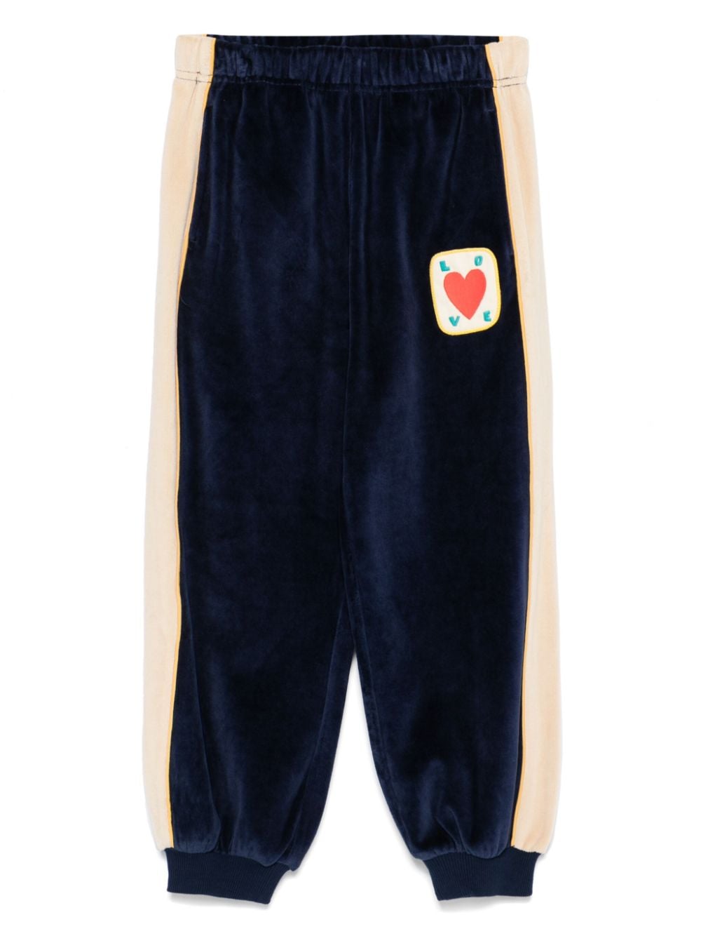 Pantaloni sportivi per bambina JELLYMALLOW blu con applicazione laterale Love - Rubino Kids