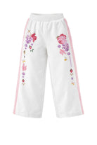 Pantaloni sportivi per bambina Monnalisa bianchi a fiori - Rubino Kids