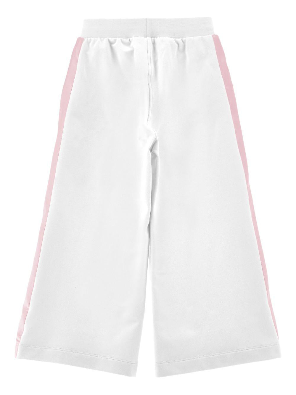Pantaloni sportivi per bambina Monnalisa bianchi a fiori - Rubino Kids