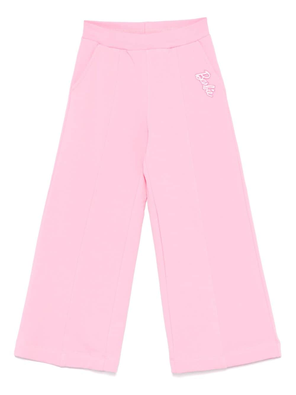 Pantaloni sportivi per bambina Monnalisa x Barbie rosa con gamba larga - Rubino Kids