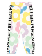 Pantaloni sportivi per bambina Stella McCartney Kids bianchi a fiori - Rubino Kids