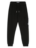 Pantaloni sportivi per bambino Calvin Klein Kids nero con applicazione logo - Rubino Kids