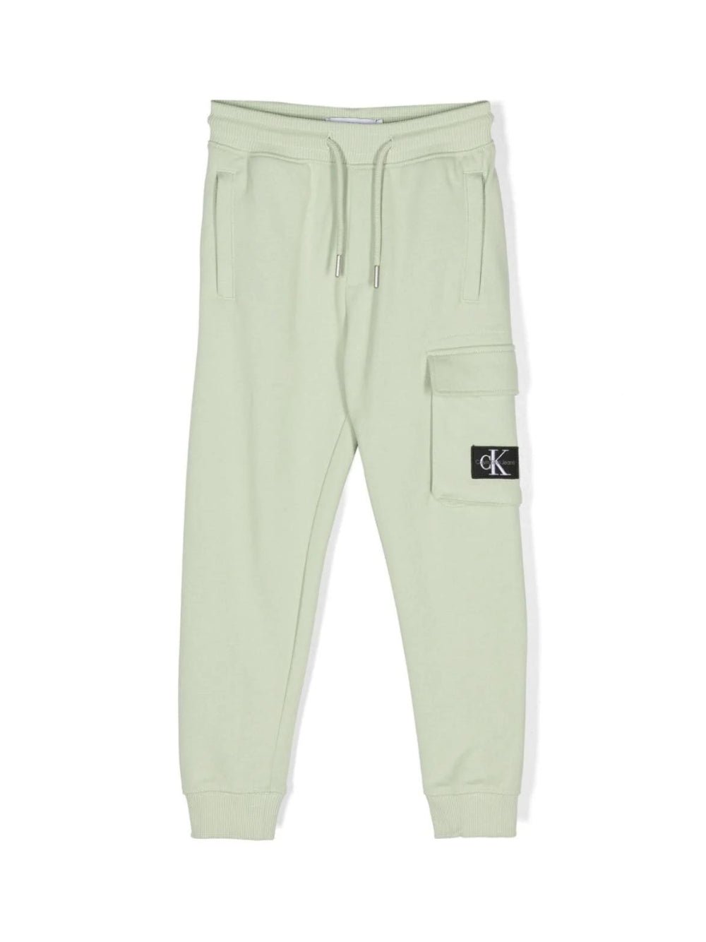 Pantaloni sportivi per bambino Calvin Klein Kids verde con applicazione logo - Rubino Kids