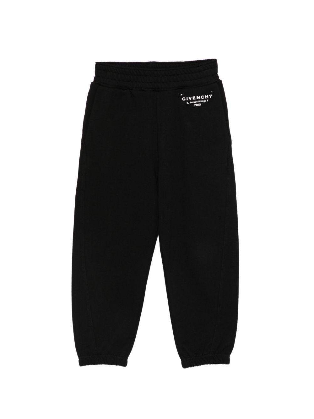 Pantaloni sportivi per bambino Givenchy Kids neri con logo sul davanti - Rubino Kids