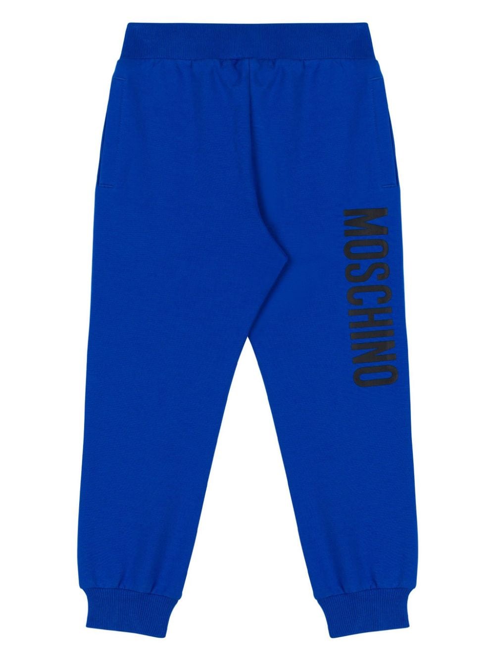 Pantaloni sportivi per bambino Moschino Kids blu con stampa logo - Rubino Kids