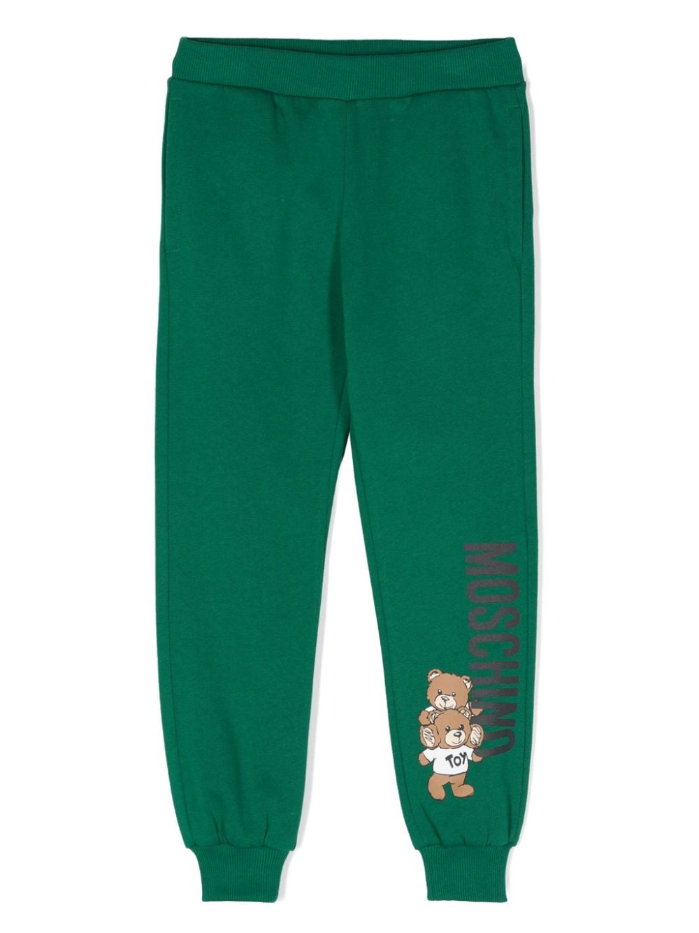 Pantaloni sportivi per bambino Moschino Kids verde con stampa Teddy Bear - Rubino Kids