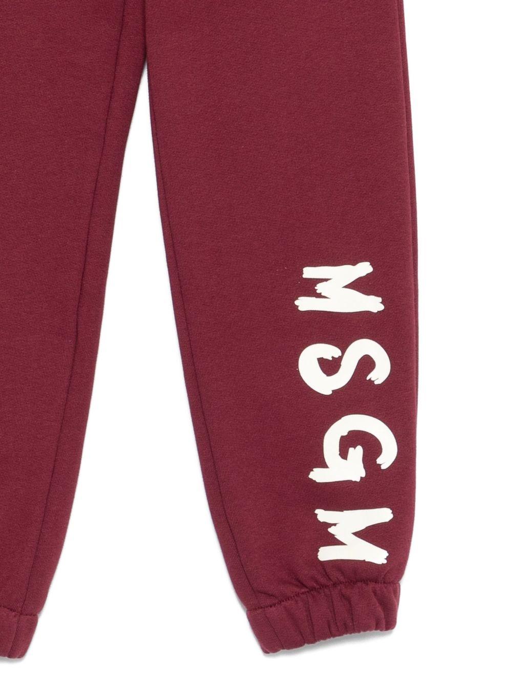 Pantaloni sportivi per bambino MSGM Kids bordeaux con polsini elasticizzati - Rubino Kids